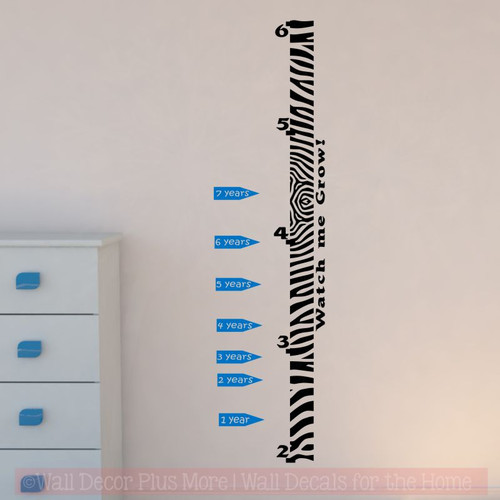 Extra Age Arrows for Wall Growth Chart Decals Track Height on Ruler, 6pc-Traffic Blue arrows
With Black Zebra Print Growth Chart