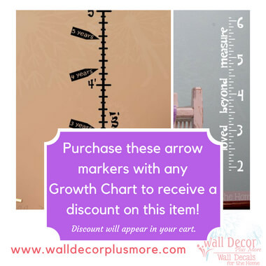 Extra Age Arrows for Wall Growth Chart Decals Track Height on Ruler, 6pc — Growth chart with measurement marks, arrows, and