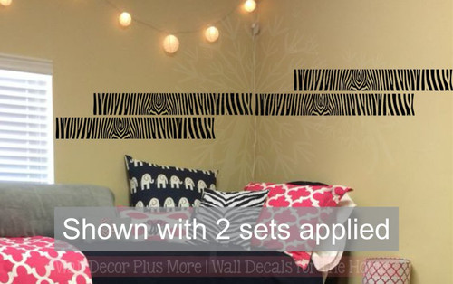 Zebra Print Stripe Vinyl Wall Decor Stickers Decals 2pc 36x5