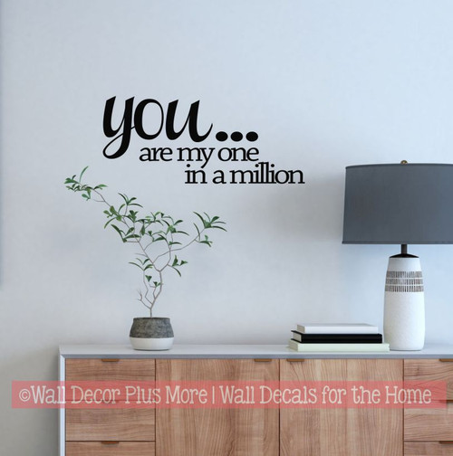 Love Inspirational Quotes You Are My One in a Million Wall Decals Stickers for Master Bedroom Wedding Entry Way Home Decor