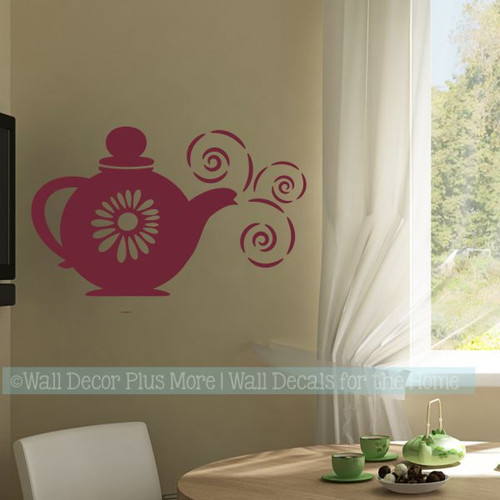 Teapot With Steam Wall Sticker Decals Kitchen Room Decor