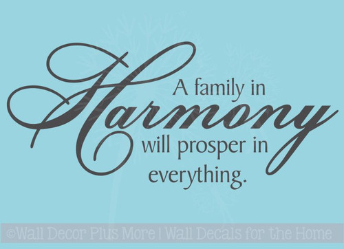 A Family in Harmony Wall Decal Vinyl Stickers Quote for Home Decor