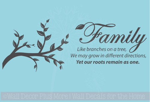 Family like branches on a tree Wall Decor Vinyl Decals Sticker Wall Lettering