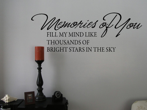 Memories of You Memory Wall Decal Saying Sympathy Vinyl Stickers Words