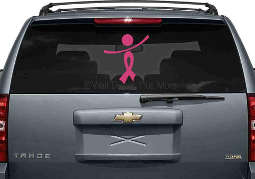Breast Cancer Awareness Ribbon Car Window Vinyl Decals Sticker Glossy Outdoor Vinyl 11x12 shown in Hot Pink