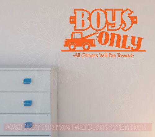 Boys Only Others Towed Wall Decal Stickers for Room Decor-Orange
