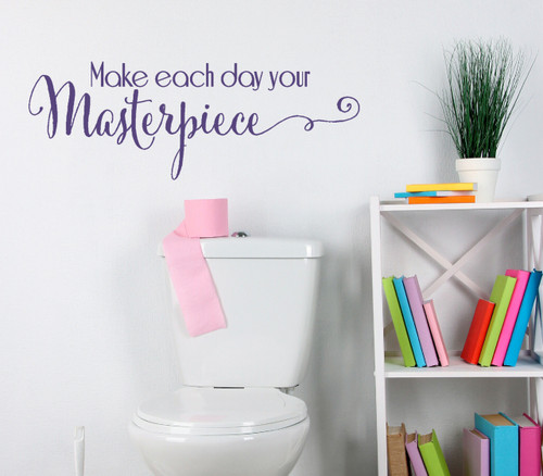 Make each day your Masterpiece Swirly Wall Sticker Decals Quotes Wall Letters-Purple