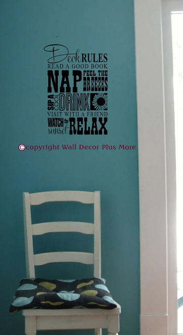 Deck Rules - Sip, Nap, Relax Subway Art Wall Decals Vinyl Stickers Letters