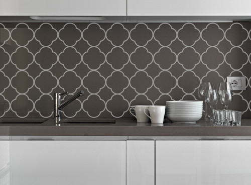 Quatrefoil Pattern Vinyl Wall Decal Sticker Shapes for Wall Decor Light Gray Kitchen Backsplash