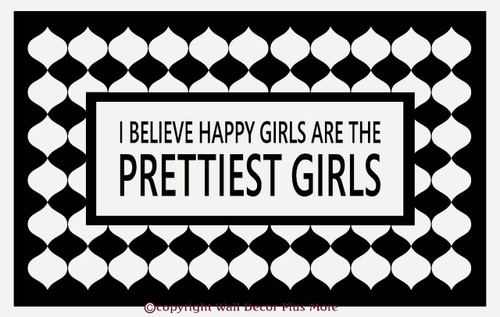 Happy Girls Are The Prettiest Girls Wall Decal for Cancer Awareness Black