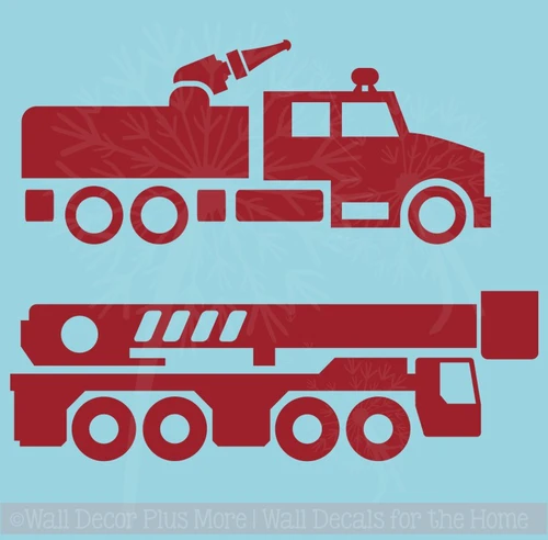 Firetruck Wall Decals, set of 2, for Boys Room Wall Art