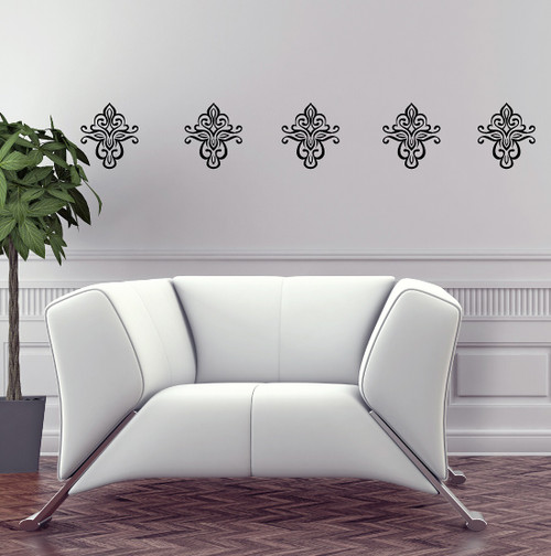Floral Pattern Medallion Wall Decal for Home Decor-Black