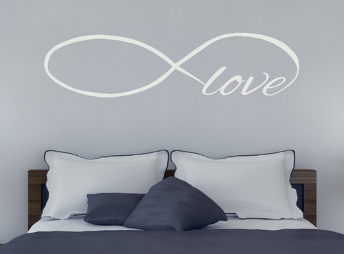 Love Wall Decal with Infinity Symbol for Bedroom Decor- White