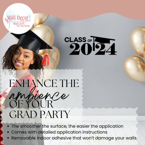 Class of 2024 Vinyl Sticker Decal with Graduation Cap - Enhanced