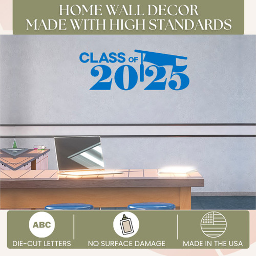 Class of 2025 Vinyl Sticker Decal with Graduation Cap- High Standards