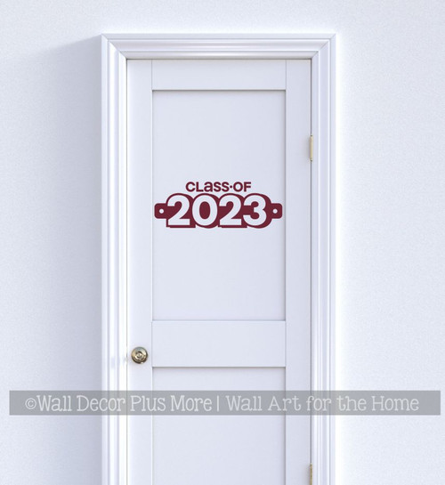 Class of 2023 Graduation Wall Vinyl Stickers Decals Lettering Decor Art Burgundy Maroon Dark Red