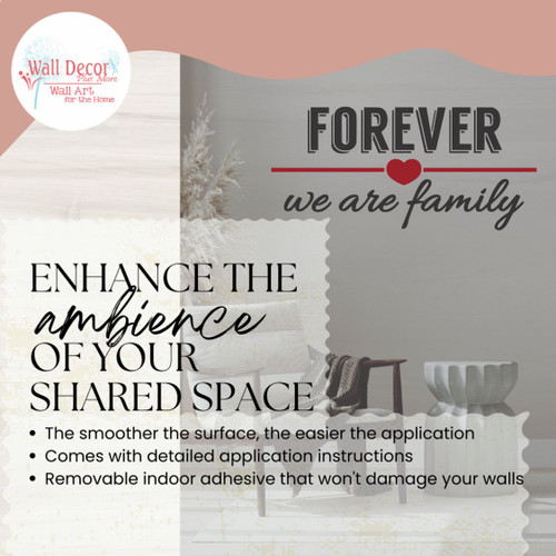 WD422 Forever Family Love Home Decor Wall Decal Saying Black Red Bedroom decor