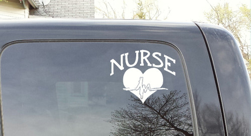 Nurse with Heart Decal Sticker Art-White