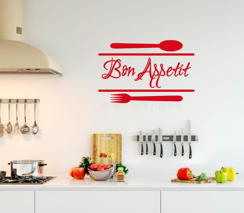 Bon appétit Wall Sticker Citation-HOME Cuisine Mur Art Autocollant x57