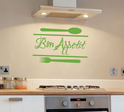 Bon Appetit Kitchen Wall Decal Quote Lime Green