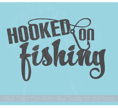 Fisherman Art Decor Hooked on Fishing Wall Decal Sticker with Fish
