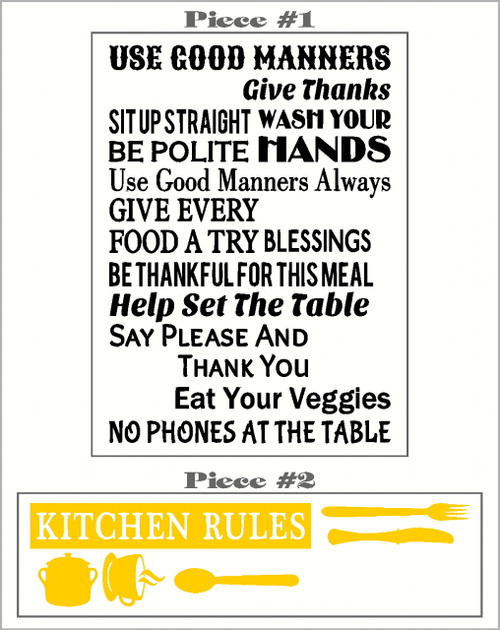Kitchen Rules Wall Decal Sticker Subway Art How it will Arrive - 2 color, 2 part