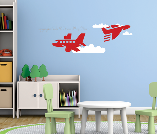 Airplanes And Clouds Boys Wall Art Vinyl Decals