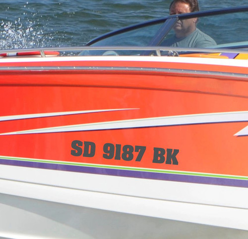 Boat Number Glossy Vinyl Decals Stickers Set of 2, 3-Inch Lettering Charcoal