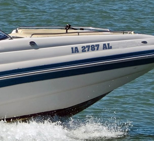 Boat Number Glossy Vinyl Decals Stickers Set of 2, 3-Inch Lettering DeepBlue