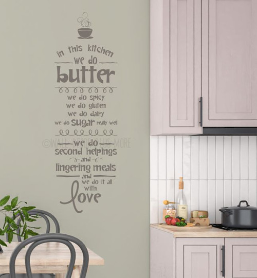 Kitchen Dining Room Quotes "In this Kitchen We Do Love" Kitchen Wall Decals  Sticker Art - castle gray