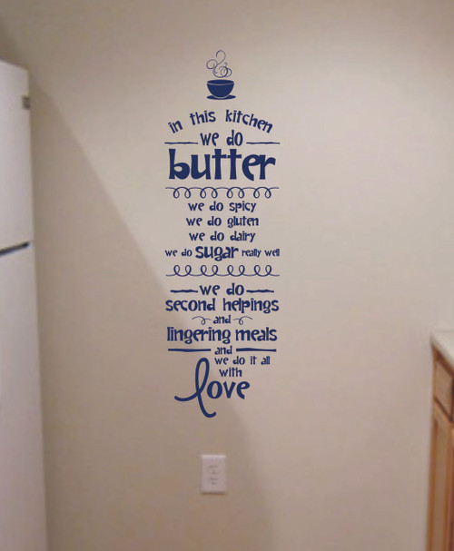 Kitchen Dining Room Quotes "In this Kitchen We Do Love" Kitchen Wall Decals  Sticker Art - traffic blue