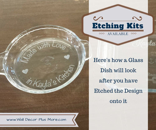 Etching Kit for Square Glass Dish Made with Love Butter Vinyl Sticker Stencil