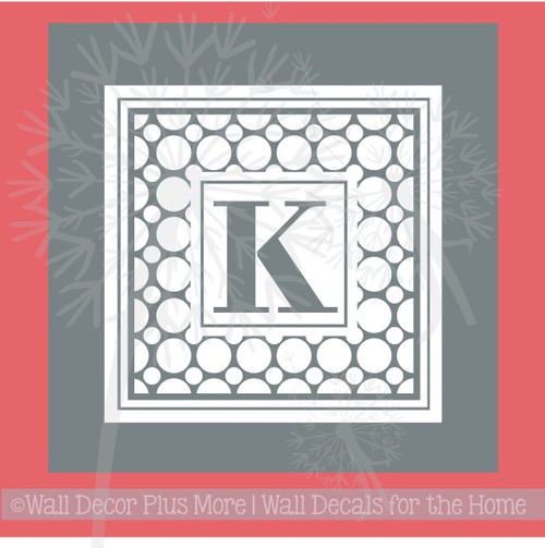 Etching Kit for Square Glass Dish Dotted Frame with Monogram Letter Vinyl Sticker Stencil, Cream, Brush