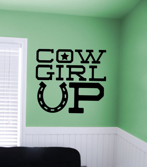 Cowgirl Up Western Wall Decals Vinyl Stickers-Black