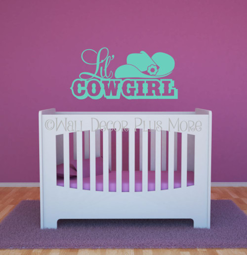 Lil' Cowgirl Western with Hat Wall Decals Girls Room Decor Mint