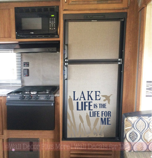 Lake Life is the Life for Me Camping Wall Decals Sticker with Silhouette Graphics-Deep Blue, Tumbleweed