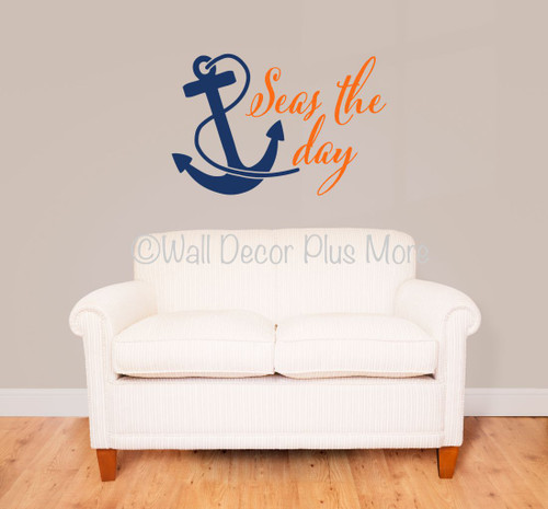 Seas the Day with Anchor Nautical Beach Summer Wall Decals Sticker