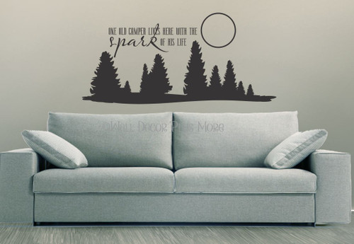 One Old Camper Lives Here with the Spark of His Life Wall Decals Vinyl Stickers