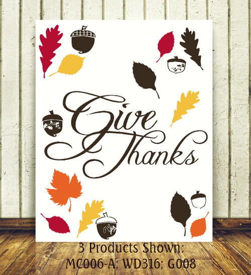 Give Thanks with Acorns and Leaves Wall Decals for Thanksgiving Day Decor