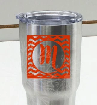 Monogram Chevron Letter Vinyl Sticker Decals for RTIC or Yeti Tumblers, Set of 2