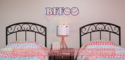 BFF Smiley Faces Wall Decals Stickers for Best Friends Wall Art Letters-Plum