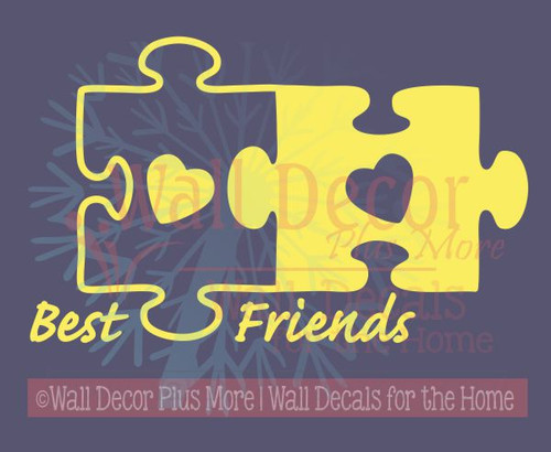 Best Friends Puzzle Pieces Vinyl Wall Art Decals Sticker-Yellow