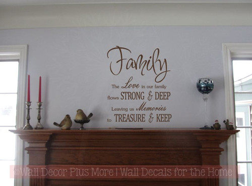 Family Love Memories to Treasure Keep Wall Decals Vinyl Sticker for Home Decor-Chocolate Brown