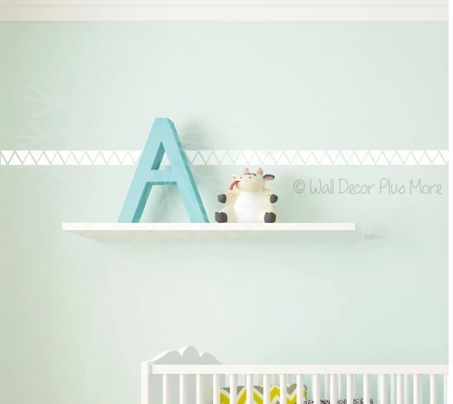 Tiny Triangles Wall Vinyl Sticker Shapes Peel-n-Stick Fun Easy Wall Decor  - Used at a Border or Wall Accent - White