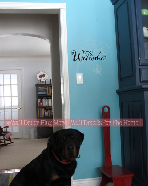 Welcome Cursive Wall Letters Words for Front Door Entry Vinyl Stickers for Decor-Black