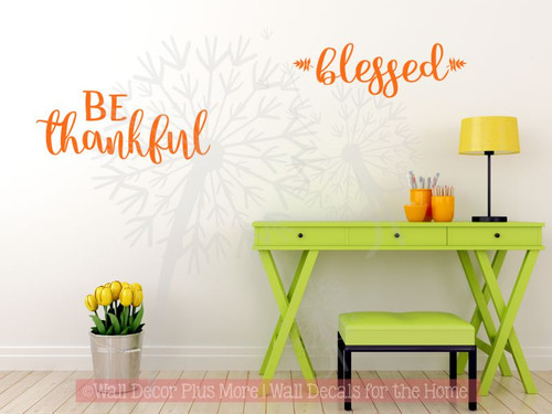 Be Thankful & Blessed Fall Autumn Wall Words Vinyl Stickers
