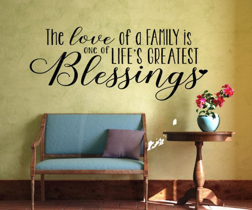 Love Of Family Blessing Family Wall Decals Vinyl Wall Letters for Home Decor-Black