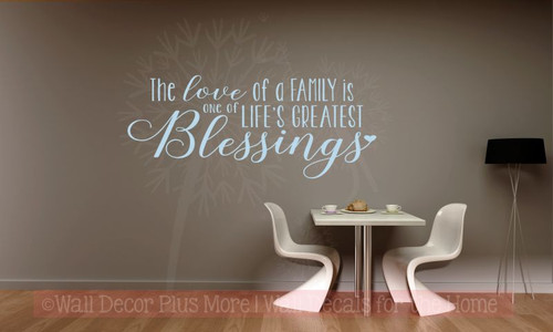 Love Of Family Blessing Family Wall Decals Vinyl Wall Letters for Home Decor-Powder Blue