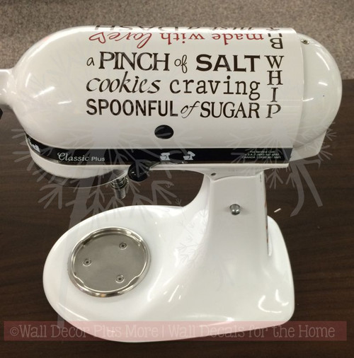 Made with Love Cooking Words Kitchen Appliance Mixer Vinyl Decals