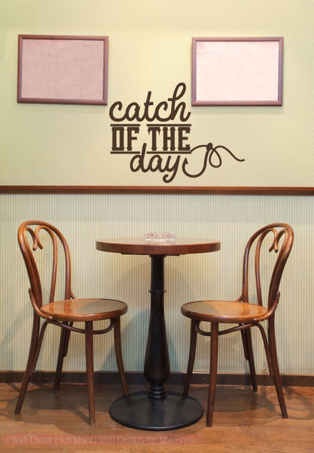 Catch of the Day Fisherman Fish Hook Wall Vinyl Decal Stickers